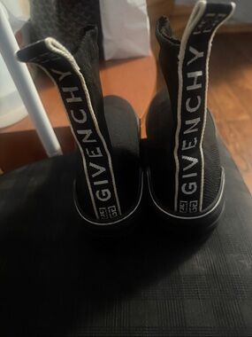 Givenchy Black Knit Sock Sneakers with Contrasting White Branding